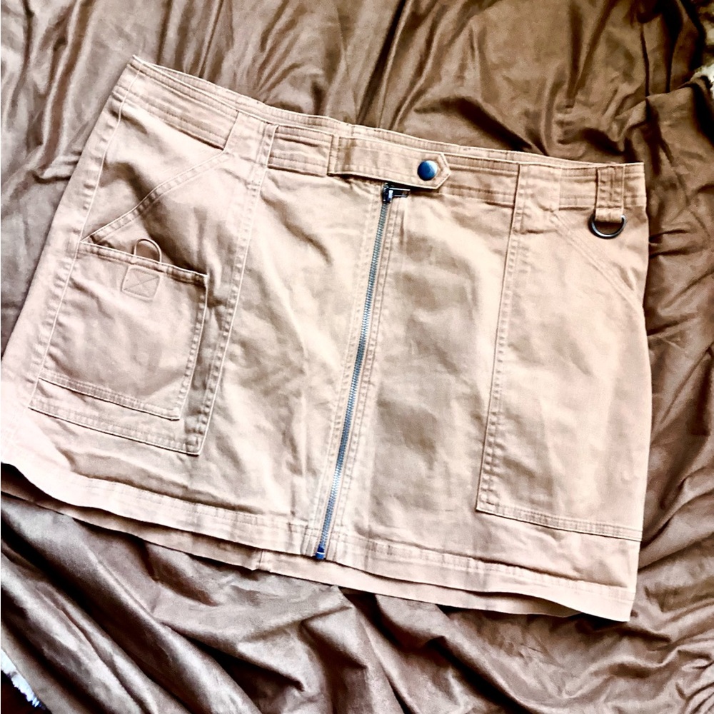 wild fable Tan Zip-Front Utility Mini Skirt